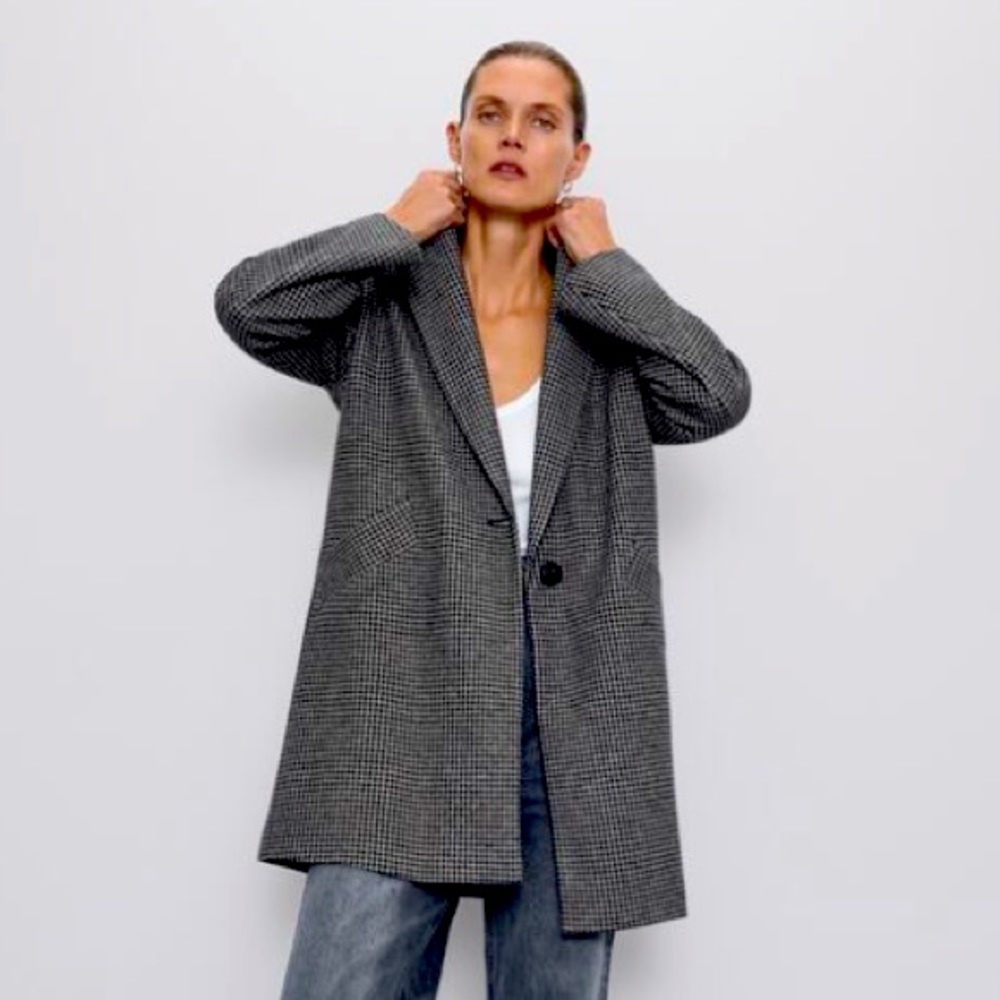 Zara Gingham Oversized Coat